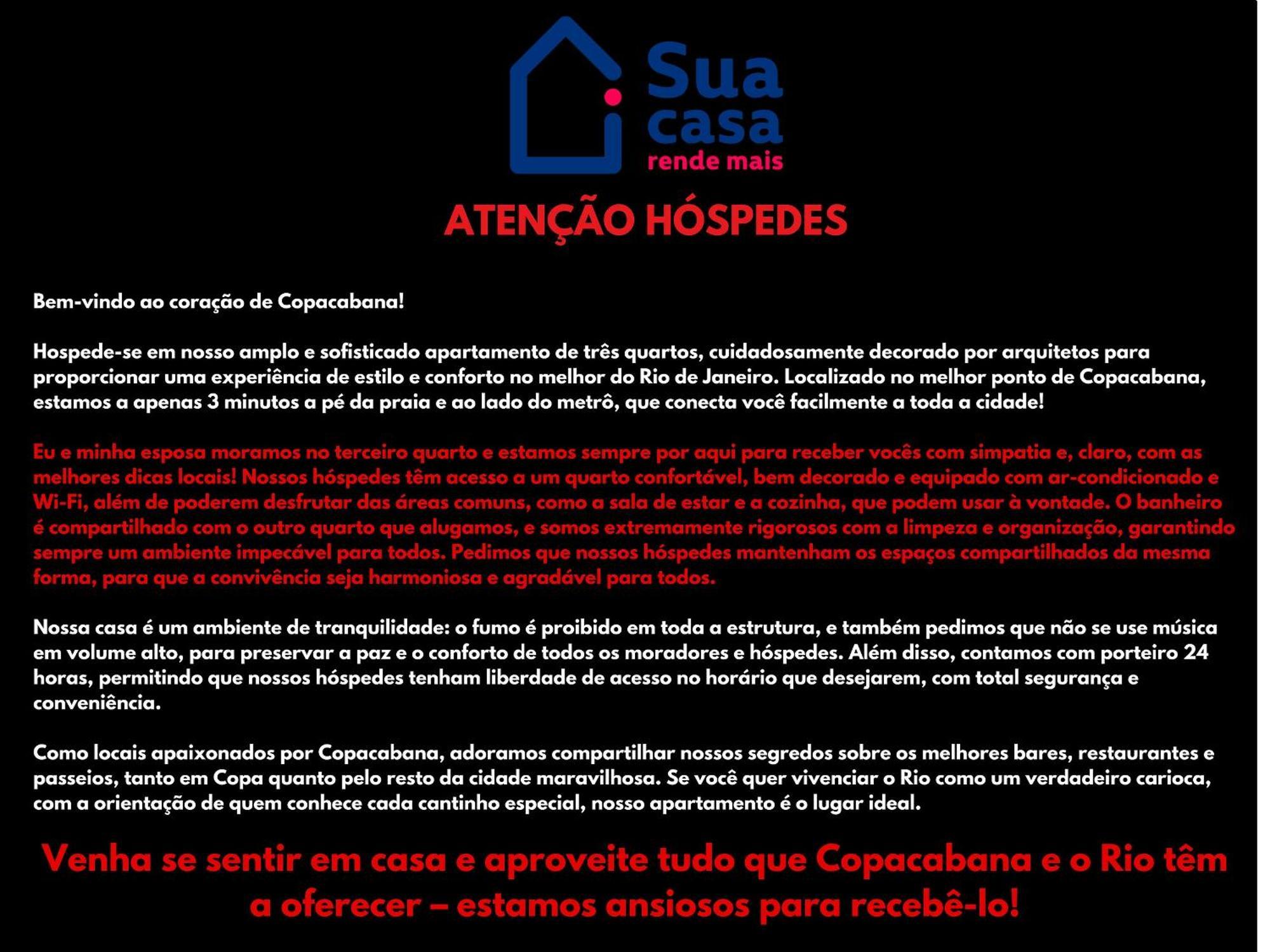 Exclusivo Ar Tv Metro Copacabana - Proprietario Mora No Local Apartamento Río de Janeiro
